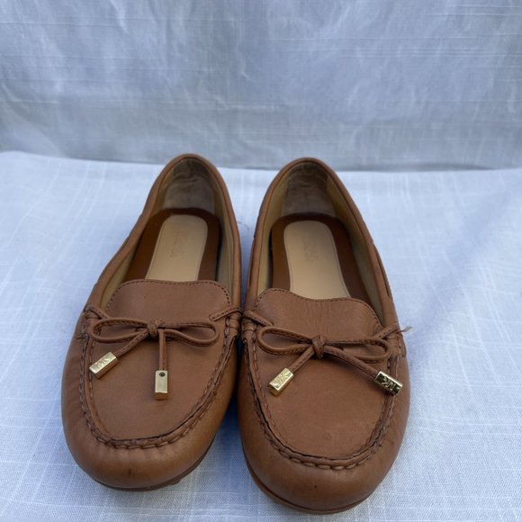Michael Kors Moccasin Loafers Sutton Leather Upper Rubber Sole Tan Shoes 7.5M - Picture 3 of 10